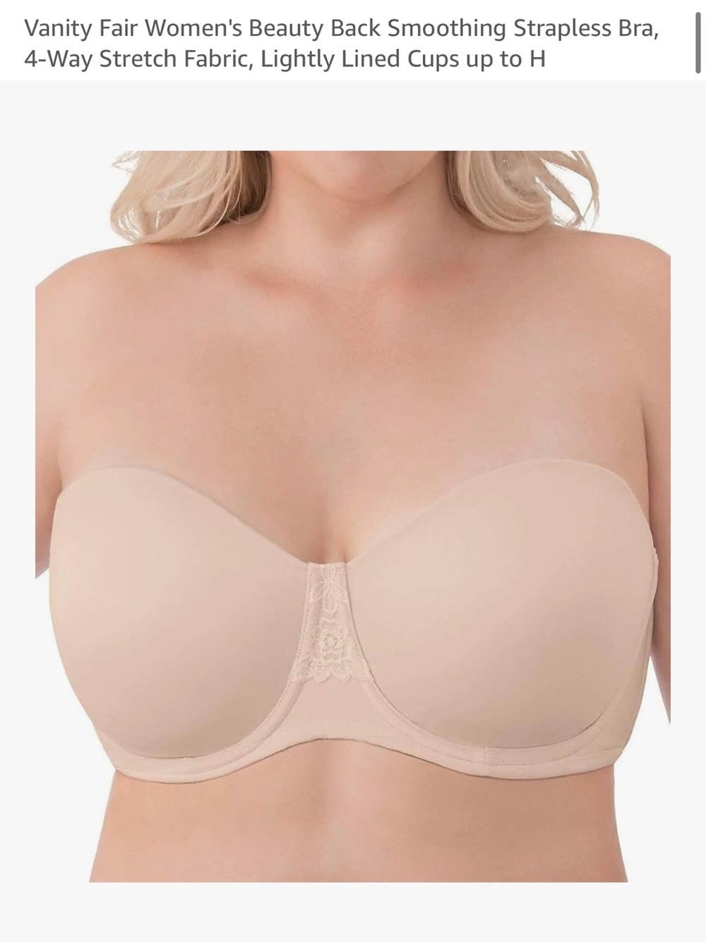 Vanity Fair Strapless Back-Smoothing Bra in Nude/Beige
